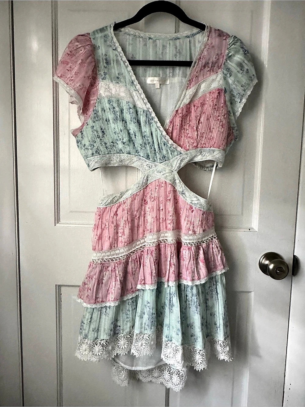 LoveShackFancy Audrina Floral Cutout Mini Dress Size Large